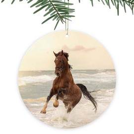 Adorno de Navidad, un solo caballo, divertido recuerdo navideño para árbol de Navidad, decoración colgante para amigos, familia