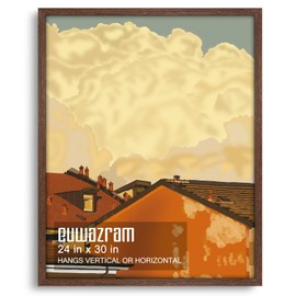 euwazram Solid Wood 24x30 Frame - Single Frame, Rustic Walnut 24 x 30 Poster Frame for Artwork, Puzzles, Photos and Movie Posters Picture Frames