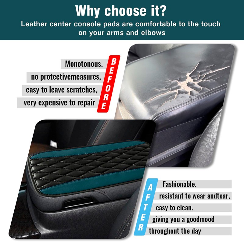 Couslcd Auto Center Console Pad, Universal Waterproof Armrest Seat Box