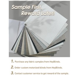 HeyBlinds Motorized Blinds with Remote, 100% Blackout Smart Blinds, Motorized Shades, Automatic Blinds for Windows, Electric Blinds (Blackout Roller Shades Fabric Samples)