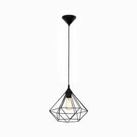 Eglo Tarbes Pendant Lamp, 1 Flame Vintage Pendant Lamp in Retro Look, Material: Steel, plastic. Colour: Black, Frame: E27. Diameter: 32.5 cm
