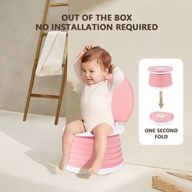portable, foldable potty seat for toddler, Training Toilet Seat Emergency Toilet for Car, Camping, Outdoor, indoor (pink, small)