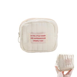 Sunny Glow Cosmetic Pouch, Square Pouch, Small Size, Mini Size, Lightweight, Compact, Cute, Easy to Carry, Travel, Organize Small Items (White)