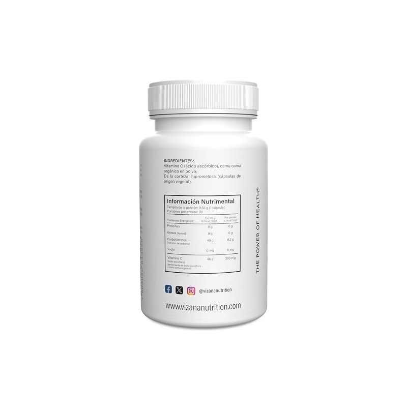 VIZANA NUTRITION | Vitamina C en Cápsulas HPMC Vegetarianas (90