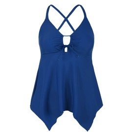 Firpearl Traje de baño Tankini para mujer, modesto, fluido, cruzado, talla grande, traje de baño, Azul (Peacock Blue), 22