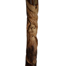 Wood Spirit Waking Stick, Staff and Hiking Stick in Dark Wood Up to 60" Hiking Staff