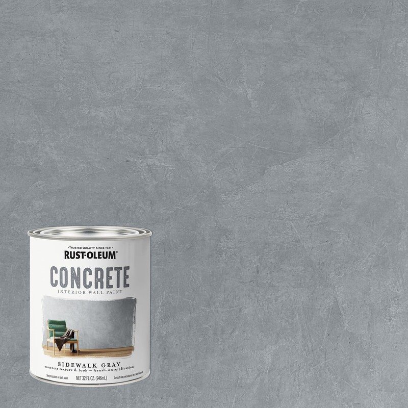Rust-Oleum 379908 Concrete Interior Wall Paint, Quart, Sidewalk Gray