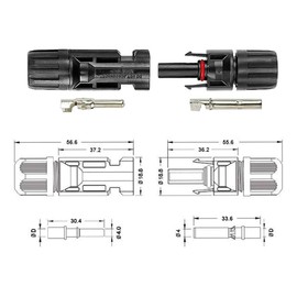 Aiqeer Solar Panel Cable Connectors, Solar Photovoltaic Connectors, Male-Female Plug, with 2 Solar Plug Keys (Black)