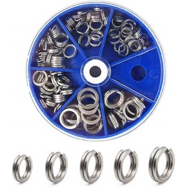 OROOTL 100pcs Fishing Split Rings Kit Stainless Steel Fishing Lures Ring Connector Heavy Duty Wire Ring Loop Round Jump Rings Freshwater Saltwater Terminal Tackle Accessories 4.5mm 5mm 6mm 7.5mm 8mm