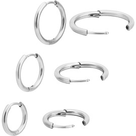 Beebeecraft 1 Box 24Pcs 316L Surgical Stainless Steel Hoop Earrings for Women Huggie Hoop Earrings Cartilage Earrings Set (14/16/18MM)