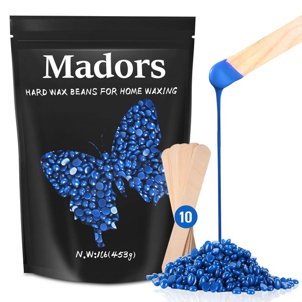 Hard Wax Beads for Hair Removal - Madors 1lB Wax Beans Kit for Brazilian Underarms Body and Chest Large Refill Pearl Beads for Wax Warmer