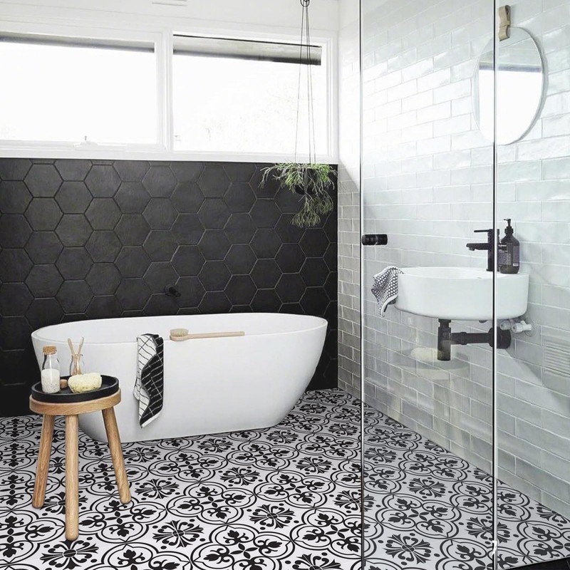 Alow Peel and Stick Floor Tile 20PCS, Black and White