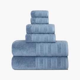 1888 Mills 725 GSM Premium 100% Cotton Towel Set – 6-Piece Set, Ultra Soft & Highly Absorbent – 2 Bath Towels, 2 Hand Towels, 2 Washcloths – Quick-Dry & Durable for Spa, Hotel, and Everyday Use, Blue