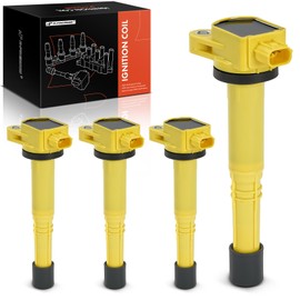A-Premium (Yellow) Engine Ignition Coil Pack Compatible with Honda CR-V CRV 2010-2014, Civic 2012-2015, Accord 2008-2012, Crosstour 2012-2015, ILX 2013-2015, 2.4L, 4-PC Set