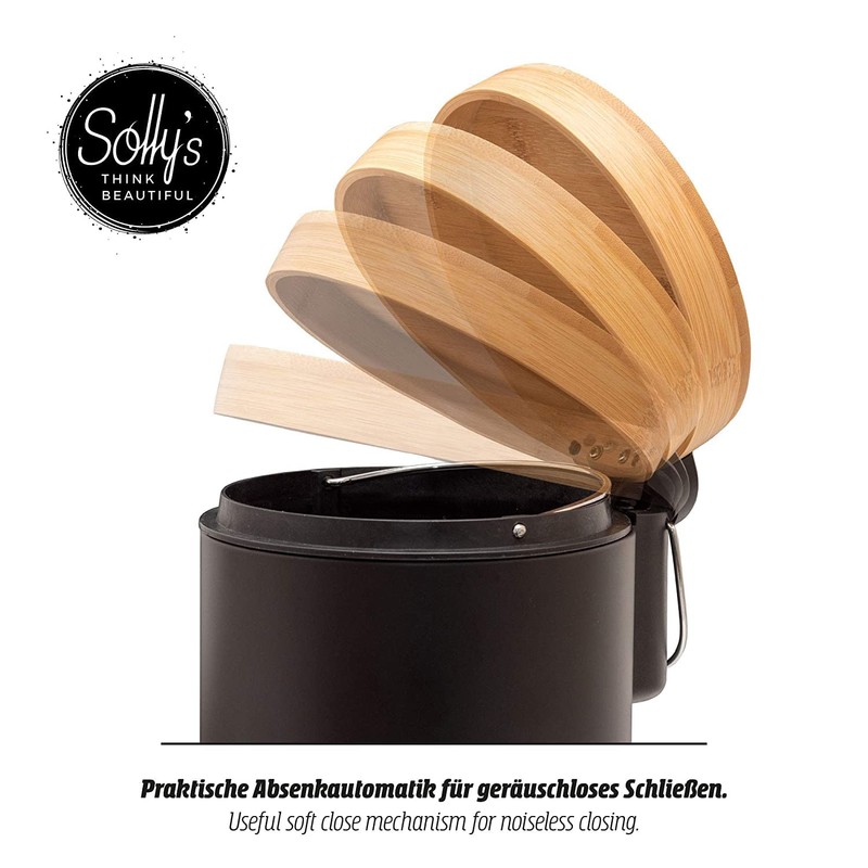 Solly´s 3 L Cosmetic Bin with Bamboo Lid, Pedal Bin