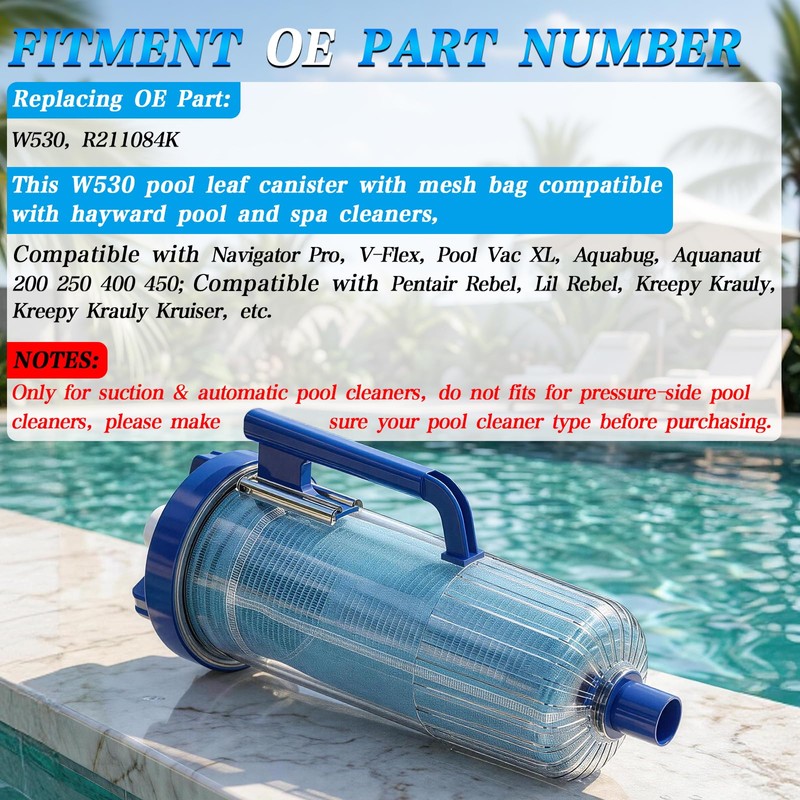 WINNEWBEAUTY Upgraded W530 Large Capacity Leaf Canister with Mesh Bag