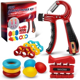 11PCS Grip Strength Trainer Kits, Hand Gripper Strengthener, Forearm Strengthener, Finger Strengthener, Finger Exerciser, Hand Exerciser, Stress Relief Ball, Grip Ring, for Muscle Building, Recover Hand Injury