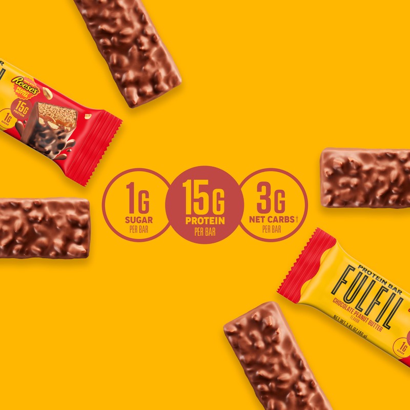 FULFIL Chocolate Peanut Butter Flavored Protein Bar Made with REESE's