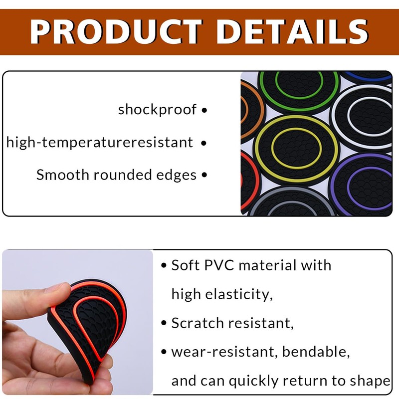 2 Pack Car Coasters for Cup Holder, 2.75 Inch Universal