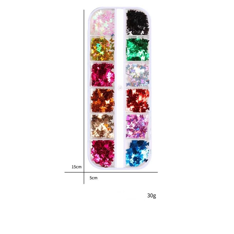 24 Colours / 3D Butterfly Nail Glitter Nail Sequins for