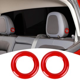 PDKLIN for Colorado Rear Seat Headrest Button Trim Ring Fit for Chevy Colorado/GMC Canyon 2014-2022 Red Interior Accessories 2pcs