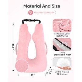 TinlyFinly Car Travel Pillow for Kids Adults, Raised Padding Head and Neck Support Car Seat Sleeping Pillow for Toddlers, Portable U Shaped Body Pillow for Car Seat On Road Trip (Pink)