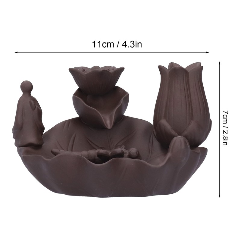 Incense Burner Red Porcelain Dragonfly Shape Backflow Smoke Waterfall Sandalwood