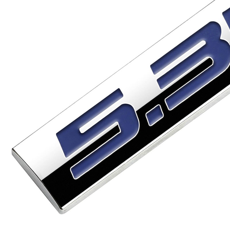 Auto Dynasty Chrome Finish Metal Emblem 5.3L Badge, (Blue Letter)