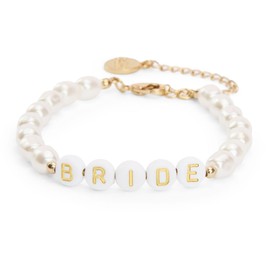 xo, Fetti Bride Pearl Beaded Bracelet - 7" | Bride to Be Jewelry, Bachelorette Party Decorations, Bridesmaid Gift, Bridal Shower Favor, Wedding Accessory