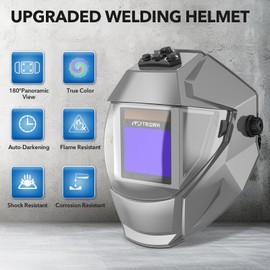TRQWH Panoramic View Welding Helmet Auto Darkening Welding Hood True Color 4 Arc Sensor Welding Mask Large Viewing 3.94" x 3.15" Wide Shade 4/5-9/9-13 Weld Helmet for TIG MIG ARC Weld (Sliver)