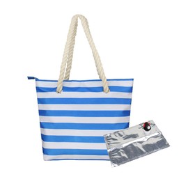 TAOZHUGONG Wine Shopping Bag, Wine Bag with Drinks Dispenser, Picnic Bag with Leak-proof and Insulated Compartment, Leak-proof Picnic Bag for Beach, Travel, Picnic, Camping, Blue - A