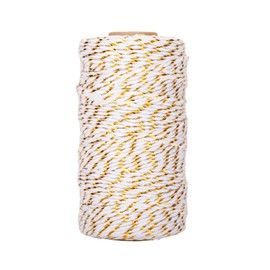 jijAcraft 328Ft White Gold Twine String, 2MM Bakers Cotton String, Heavy Duty Wrapping Twine for Wedding, Birthday, Bridal Shower