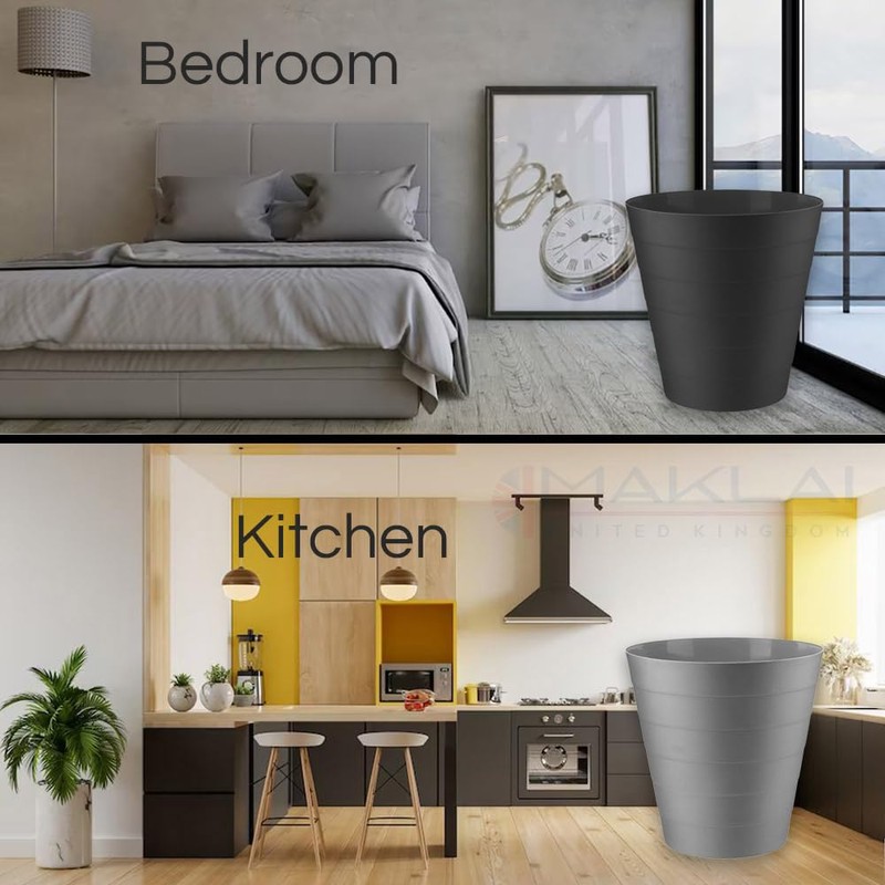 MAKREL 6 Litre Round Plastic Rubbish Bin for Bedrooms, Bathrooms,