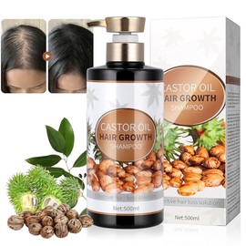 Castor Oil Shampoo for Hair Growth, Castor Oil Shampoo for Hair Growth Repair, Shampoo Against Hair Loss, Deep Cleansing Shampoo, Hair Growth Accelerate for Women Men, 500 ml (1, Beige)