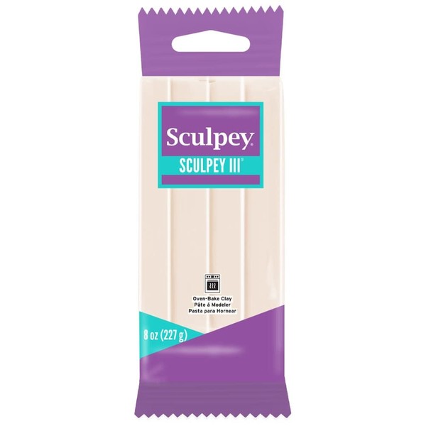 Sculpey III Polymer Oven-Bake Clay, Translucent, Non Toxic, 8 oz. bar, great for modeling, sculpting, holiday, DIY, mixed media and school projects. Great for kids and beginners!