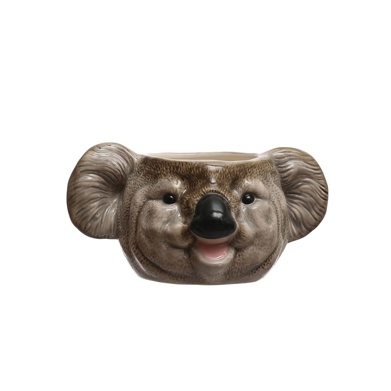 Creative Co-Op 7.75 Inches Round Ceramic Koala Head, Holds 5