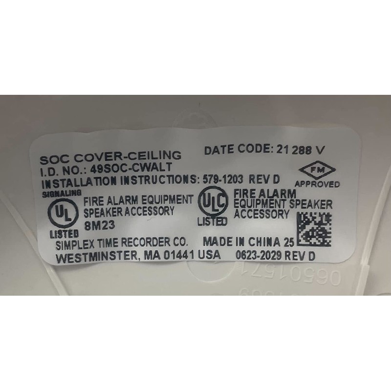 SIMPLEX 49SOC-CWALT - So Cover Ceiling White Alert