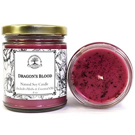 Dragons Blood Soy Candle by Art of the Root | with Essential Oils & Real Dragon's Blood | Use in Power, Purification, Love, Protection Rituals | Hoodoo Wiccan Pagan Conjure