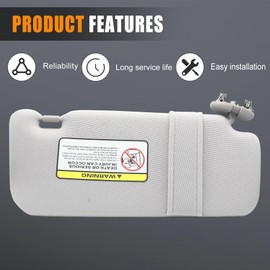 SHOZHO 74320-02711-E0 Left Driver Side Sun Visor Grey Compatible with Toyota Corolla 2007 2008 2009 2010 2011 2012 2013 Replaces# 7432002711E0