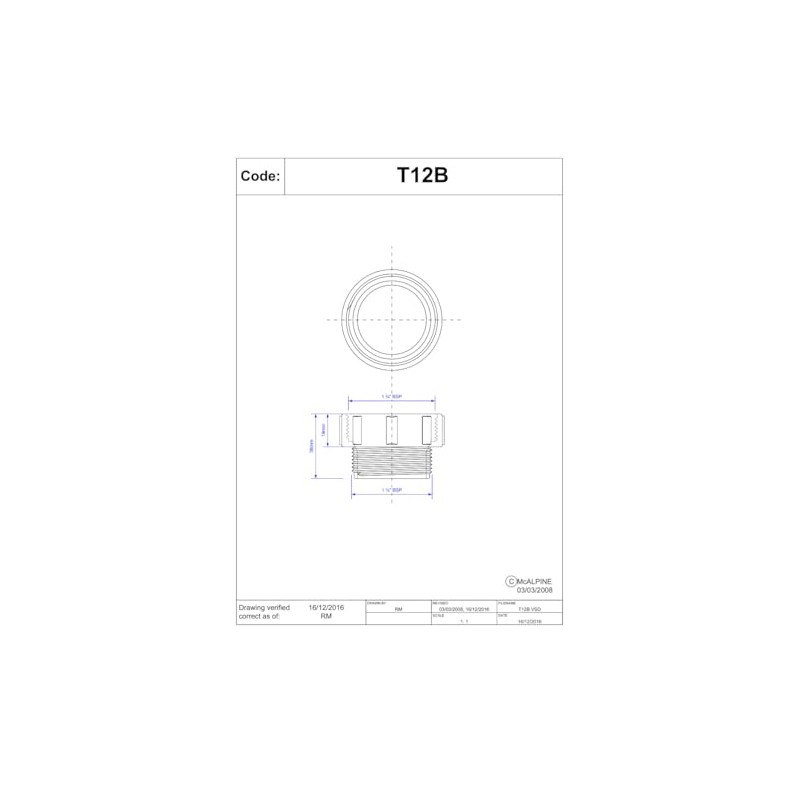 Mcalpine T12B 1.25" x 1.5" BSP Female x BSP Male