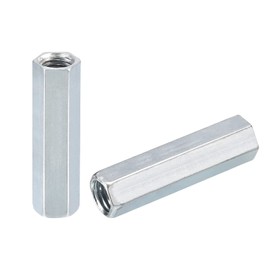 uxcell 2pcs M12x19x60mm Coupling Nuts - Galvanized Carbon Steel Hex Threaded Rod Coupler for Furniture, Electronic, Industrial