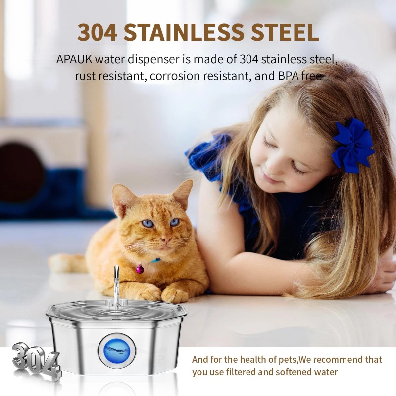 Apauk Cat Water Fountain Stainless Steel 108oz/3.2L APAUK Automatic Pet