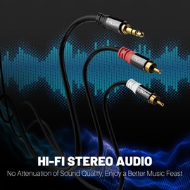 Mygatti Klinke 3,5mm auf Cinch Kabel 7.5 Meter,2 RCA Stecker auf Aux Stereo Audioadapter,Aux-Cinch Y Splitterkabel,eschirmtes 1/8 auf 2 Cinch Kabel,für Kopfhörer, MP3, Lautsprecher,und mehr