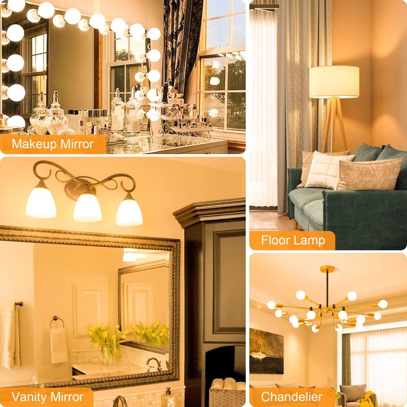 Dekang 12 Pack E26 Base Bathroom Light Bulbs 3000K Soft