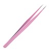 Stainless Steel Pointed Straight Tip Tweezers Pink