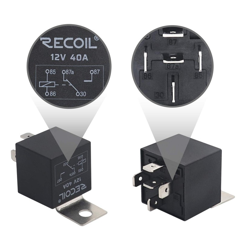 Recoil 2 Pack Automotive 5-Pin 30/40A 12V SPDT Relays with