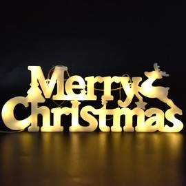 Deosdum Merry Christmas Sign LED Letter Sign Light Luces de Hadas de Navidad Letrero Colgante Decoración para Corona de Navidad Árbol de Navidad Puerta Delantera Ventana