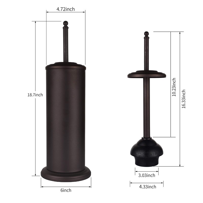 DOWRY Anti-Hand Off Bronze Toilet Plunger with Holder for Bathroom,Powerful