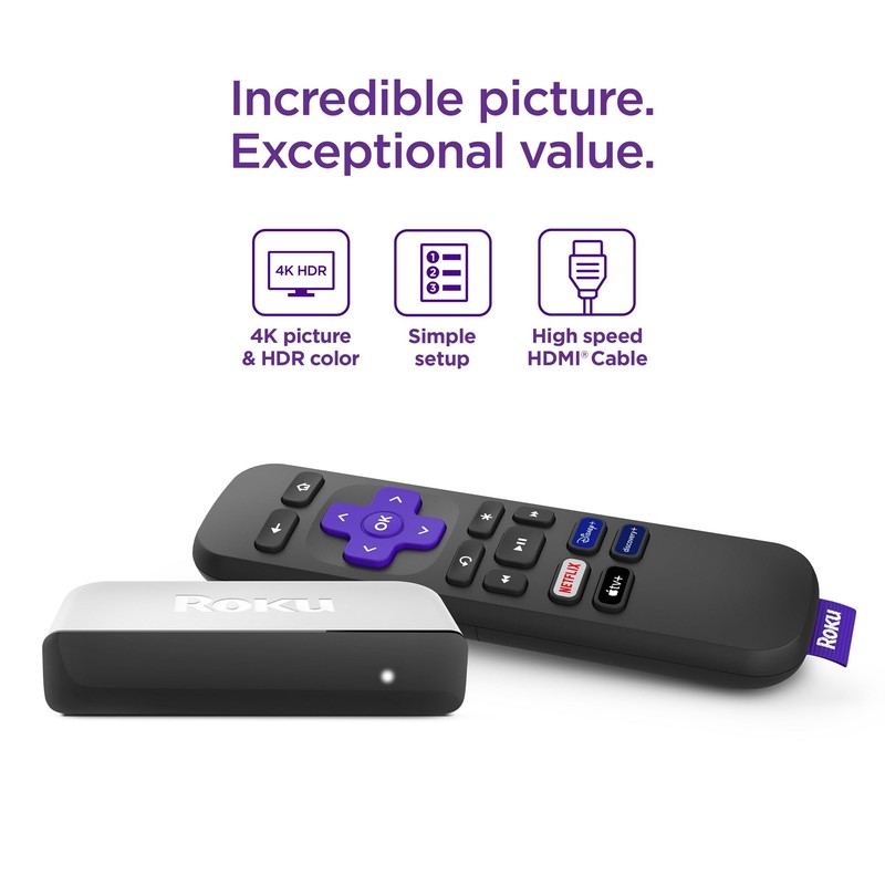 Roku Premiere Streaming Media Player HD/4K/HDR Simple Remote and Premium