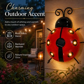 Solar Ladybug Light for Outdoor Decor – IP65 Metal Hanging Ornament for Garden, Fence, Porch & Backyard